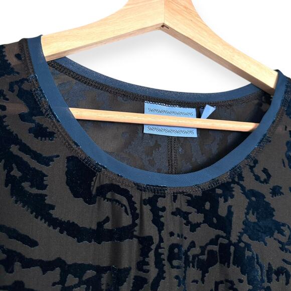 Simply Vera Vera Wang Iridescent Teal Velvet Burnout Blouse Women's Size PL - Picture 5 of 12